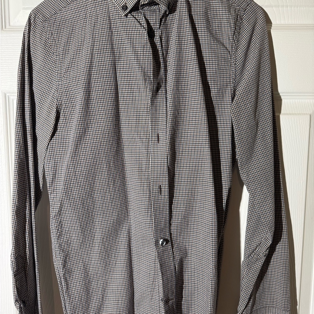 H&M Men's Monochrome Checkered Button Down Shirt